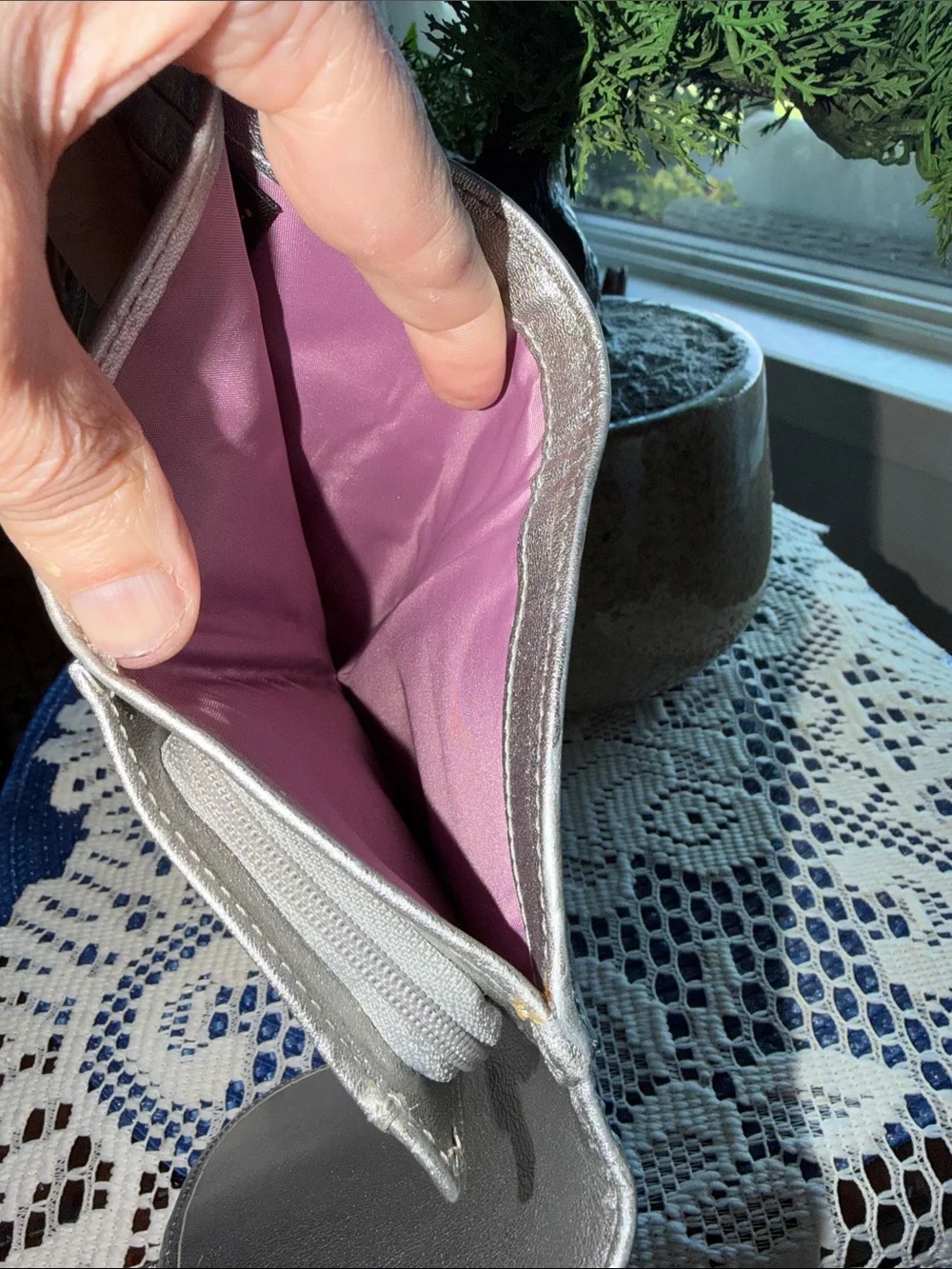 Coach Signature Small Wallet in Purple and Silver